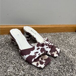 Soda Brown and White Cow Print Mules